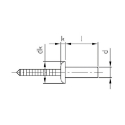 Afbeeldingen van Blindklinknagel met platte kop en gegroefde trekpen water- en gasdicht 4.8x20 inox A2/SSt