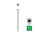 Afbeeldingen van Houtschroef Torx TX20 met bolkop en volledige draad 4x45 inox A2