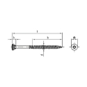 Afbeeldingen van Houtschroef Torx TX25 met verzonken kop, deeldraad, freesribben en voorsnijpunt 5x80/48 inox A2 - bruin