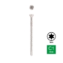 Afbeeldingen van Houtschroef Torx TX10 met verzonken kop, deeldraad, freesribben en boorpunt 3.2x20/14 inox C2 - AISI 410