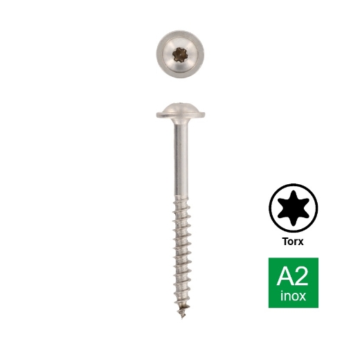 Afbeeldingen van Tellerkopschroef Torx TX20 met deeldraad en voorsnijpunt 4x65/36 inox A2