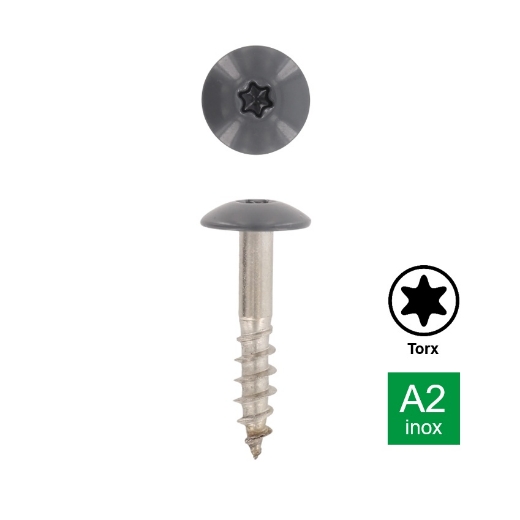 Afbeeldingen van Trespaschroef Torx TX20 gelakt Ral 7012 (Basaltgrijs) 4.8x25 inox A2