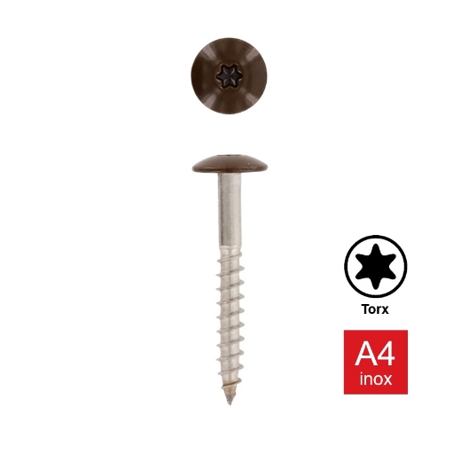 Afbeeldingen van Trespaschroef Torx TX20 gelakt Ral 8014 (Sepiabruin) 5.5x45 inox A4