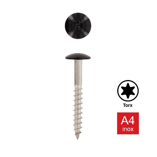 Afbeeldingen van Trespaschroef Torx TX20 gelakt Ral 9005 (Gitzwart) 5.5x45 inox A4