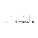 Afbeeldingen van Stokeinde / Stokschroef met zeskant aandrijving op kop M12x200 inox A2 (SW7)