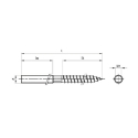 Afbeeldingen van Stokeinde / Stokschroef met platte kop en 6-kant sleutelvlak M6x90 inox A4 (SW5)