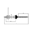 Afbeeldingen van Stokschroef met adapterplaat met moer (Din 6923) en EPDM ring M10x180 inox A2