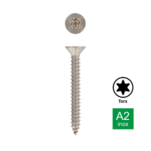 Afbeeldingen van Plaatschroef met verzonken kop Torx TX15 Din 7982C-T 3.9x16 inox A2