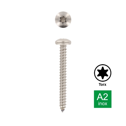 Afbeeldingen van Plaatschroef met bolle kop Torx TX25 Din 7981C-T 4.8x16 inox A2