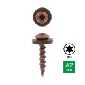 Afbeeldingen van Plaatschroef voor vensterbank met bolle kop, grove draad en nylon ring Torx TX15 Bruin 3.9x32 inox A2