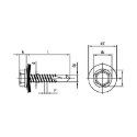 Afbeeldingen van Zelfborende plaatschroef met zeskant kop en EPDM ring 16mm Din 7504K 5.5x30 inox A2 (SW8)