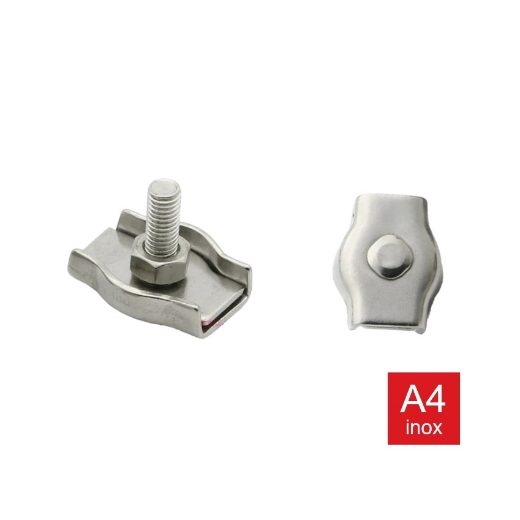 Afbeeldingen van Enkelvoudige staalkabelclip 6mm inox A4