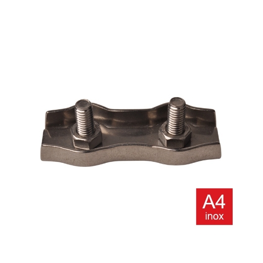 Afbeeldingen van Dubbele staalkabelclip 10mm inox A4