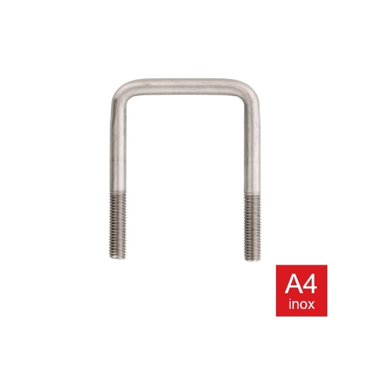 Afbeeldingen van Rechthoekige U-beugel zonder moer of sluitring M12x92mm inox A4