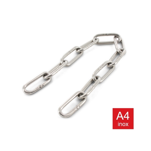 Afbeeldingen van Schakelketting met ronde lange schakels 4x32mm inox A4