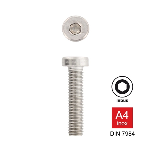 Afbeeldingen van Inbusbout met lage cilinderkop Din 7984 M3x8 inox A4 (S2)