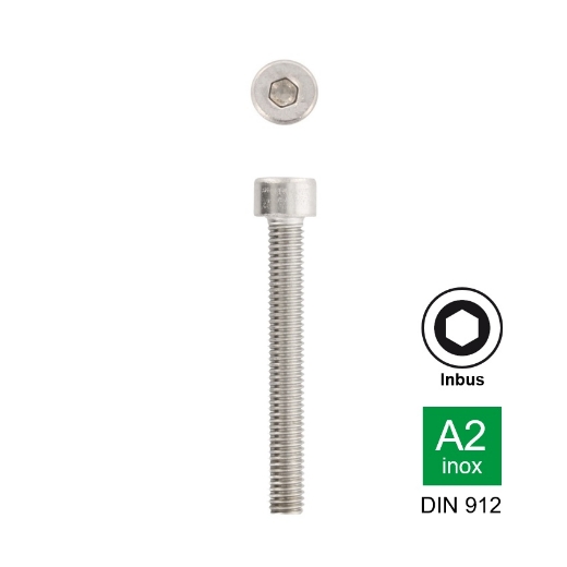 Afbeeldingen van Inbusbout met cilinderkop en volledige draad Din 912 M3x12 inox A2 (S2.5)