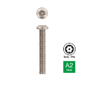 Afbeeldingen van Antidiefstalbout met torxaandrijving met pin en bolle kop M6x10 inox A2 (TX30-Pin)